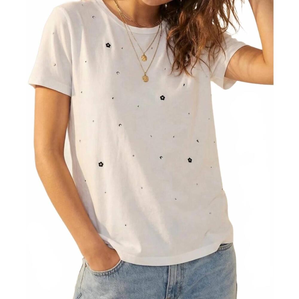 NEW Q2 embellished t-shirt with strass in white